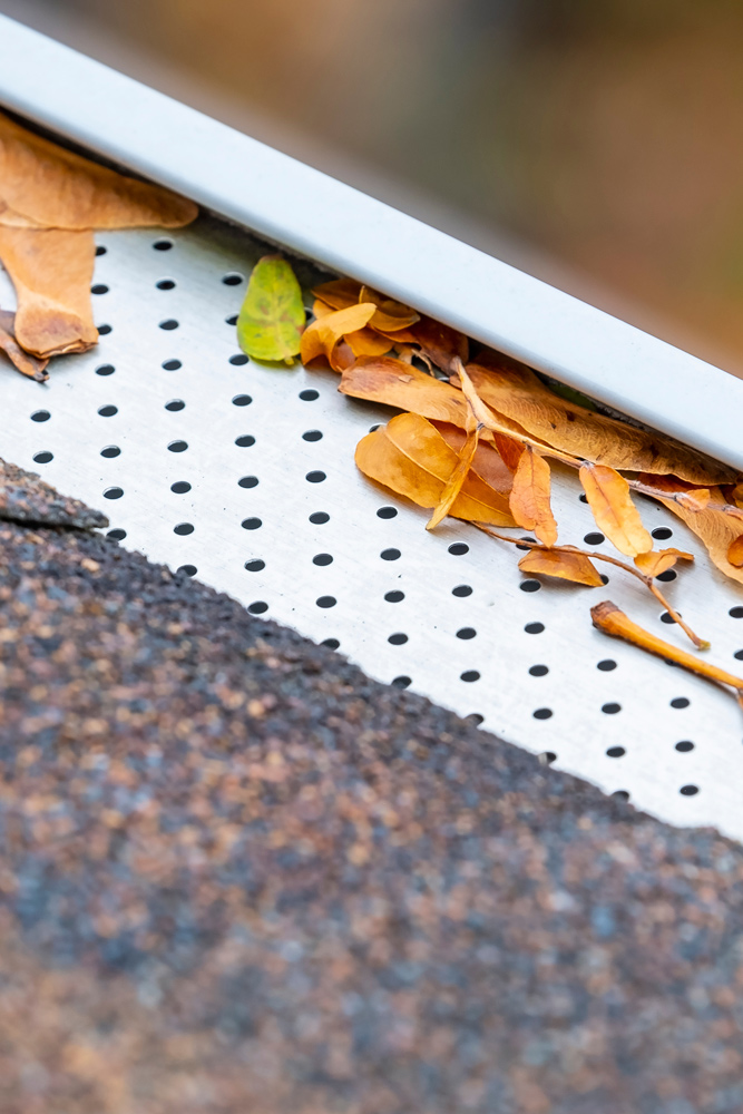 Perforated gutter guard protecting against clogging and fallen leaves